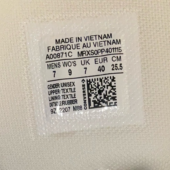 SOLD NEW CONVERSE CHUCK TAYLOR ALL STAR WHITE SIZE 9 .WOMEN 7 MENS - Picture 15 of 16